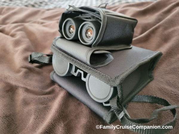 Best binoculars for Alaska cruise | photo of stacked binoculars in cases